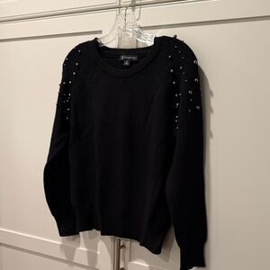 INC CONCEPTS Black Sweater Silver Ball Detail